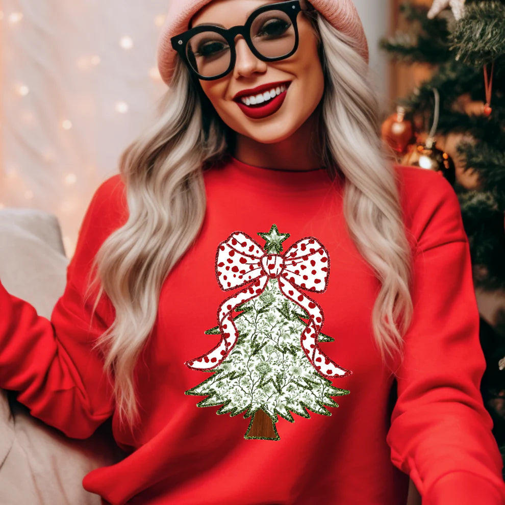 COQUETTE CHRISTMAS TREE *FAUX GLITTER* TEE