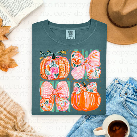 COQUETTE PUMPKINS+BOWS COLLAGE TEE