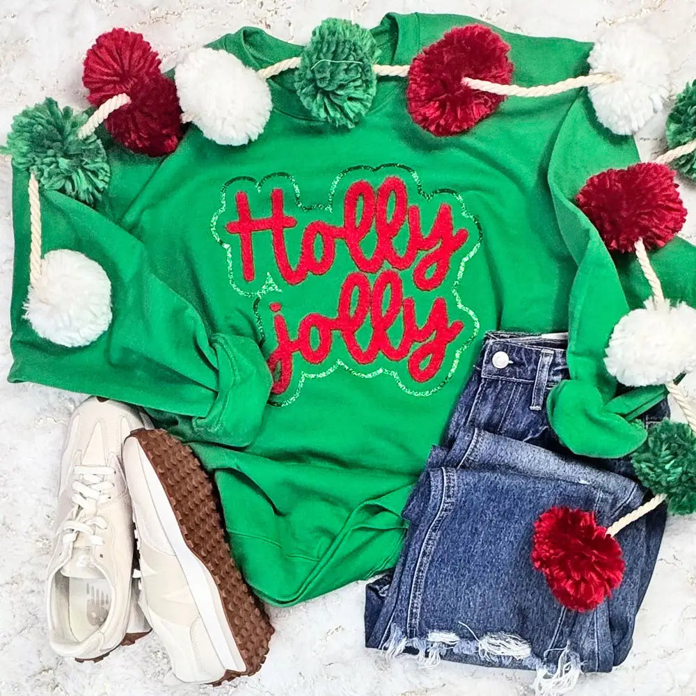 HOLLY JOLLY FLUFFY AND GLITTER SWEATSHIRT